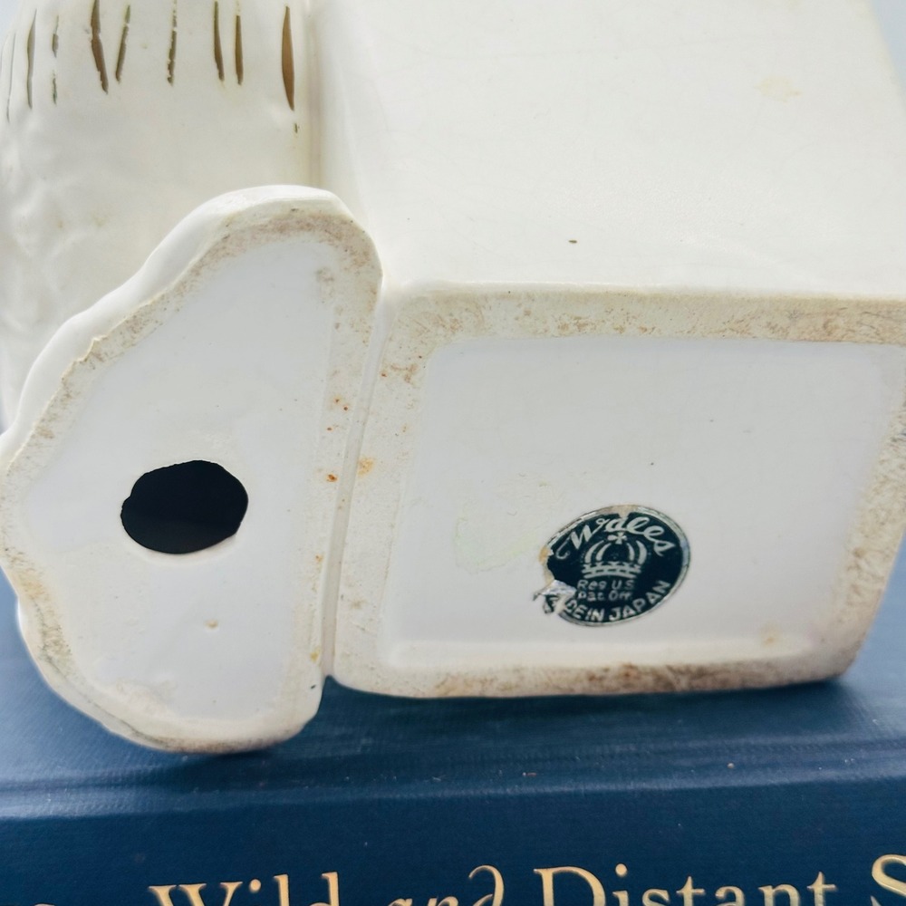 Wales Vintage Ceramic Rooster Planter White Gold Made in Japan - Picture 8 of 9